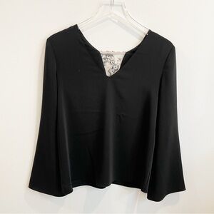 Cooper & Ella Black Floral Print Bell Long Sleeve Blouse Shirt Top